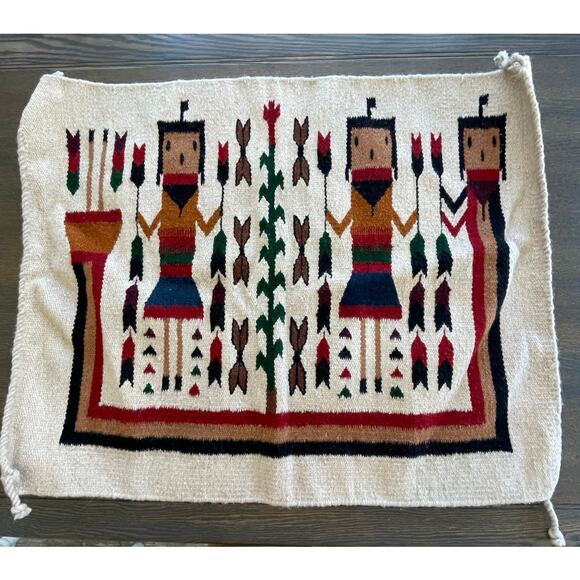 Other - Vintage Tan Yei Navajo Style Rug Wall Hanging